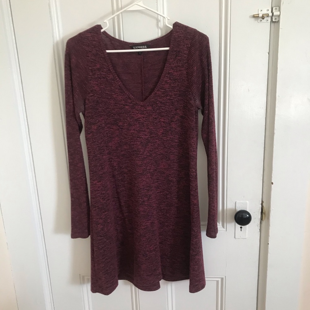 Burgandy long sleeve mini dress
